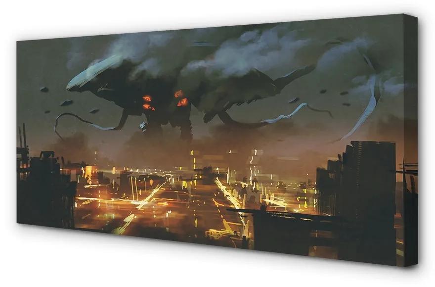 Obraz canvas Mesto v noci dym monštier 140x70 cm