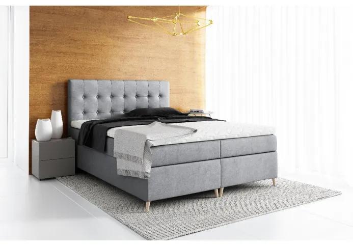 Elegantná čalúnená posteľ Komala s úložným priestorom tmavo šedá 200 x 200 + topper zdarma