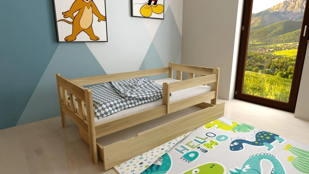 Detská posteľ z masívu borovice MÁJA - 200x90 cm - prírodná