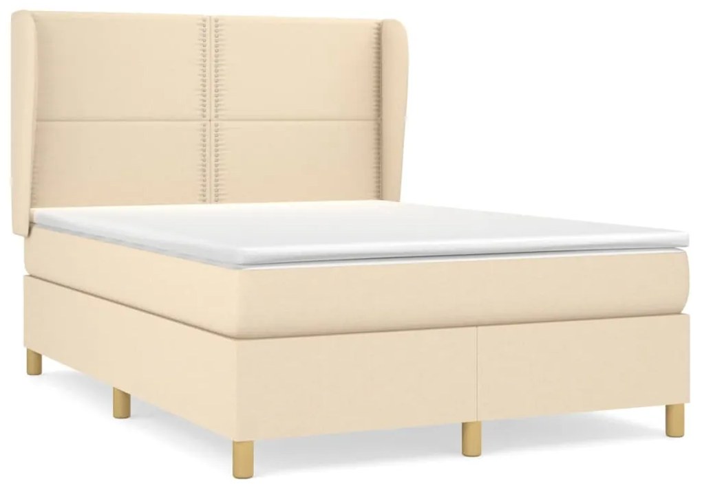 Posteľný rám boxspring s matracom krémový 140x200 cm látka