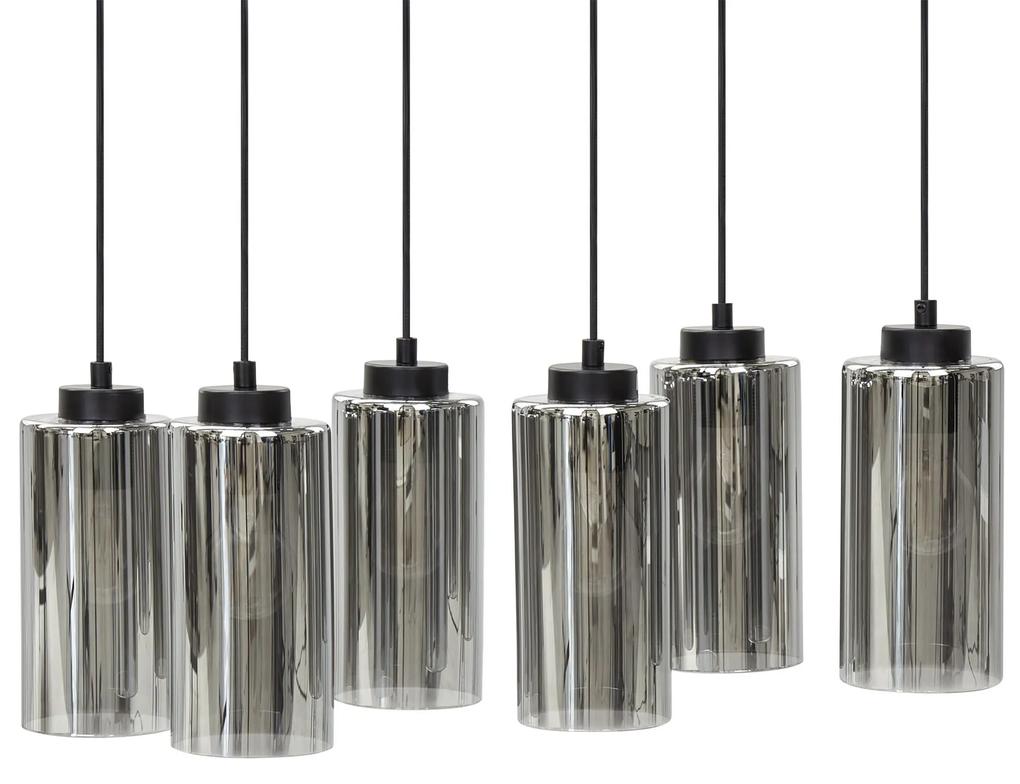 Závesná sklenená lampa so 6 svetlami sivá PURIRI Beliani
