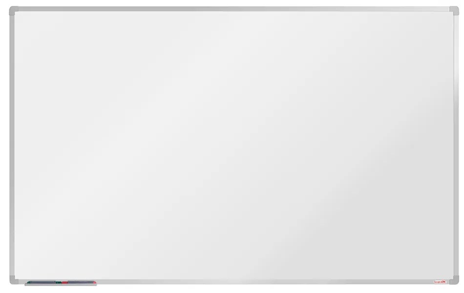 Biela magnetická popisovacia tabuľa boardOK, 2000 x 1200 mm, červený rám