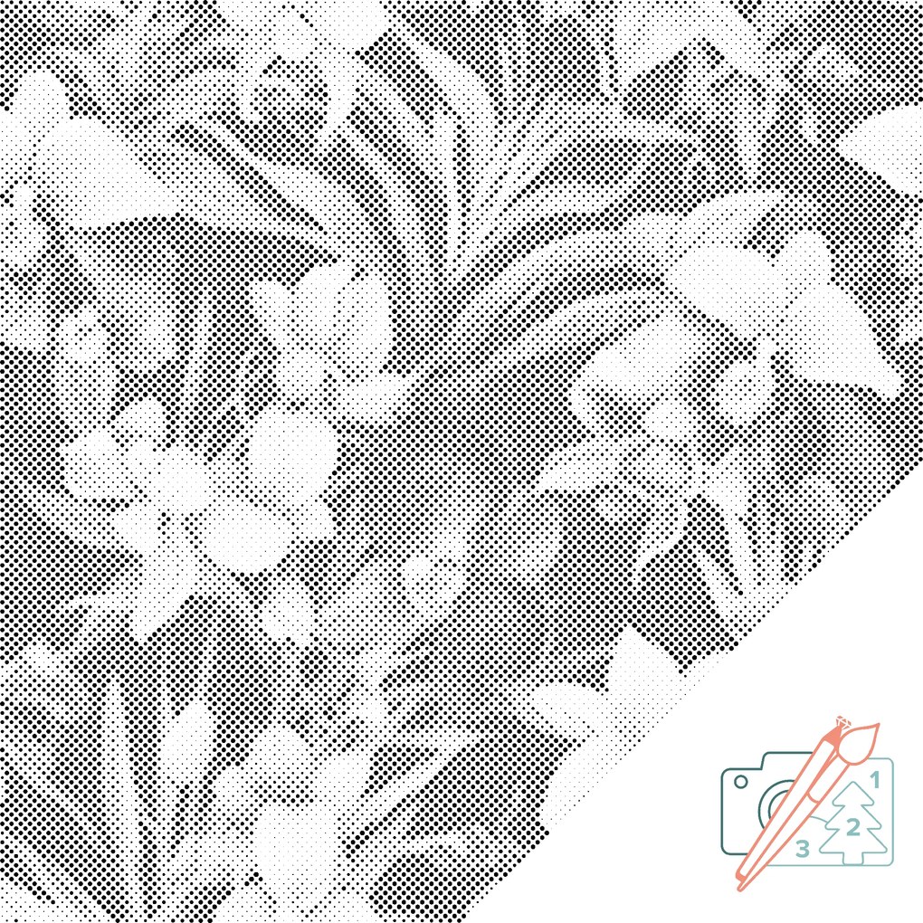 Gario Bodkovanie Kvetinové pozadie orchidea Rozmery: 50 x 50 cm, Rámovanie: Iba zrolované plátno, Farba bodiek: Čierna