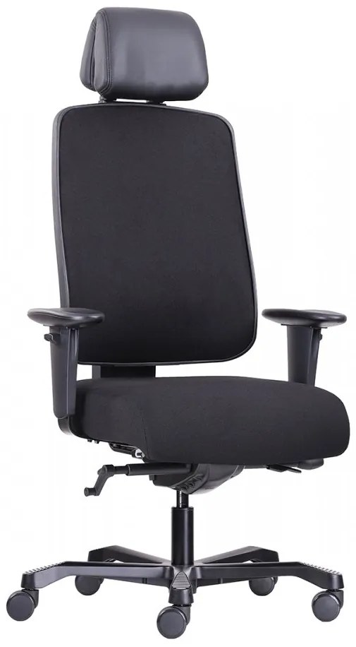 Ergonomická záťažová stolička BOSTON 24/7 — látka, čierna, nosnosť 200 kg