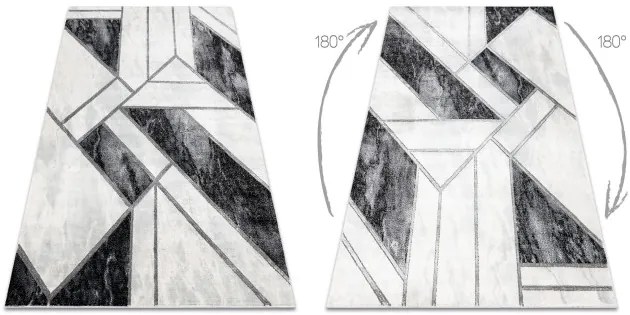 Koberec EMERALD exkluzívny 81953 glamour, styl marmur, geometrický čierny / strieborný