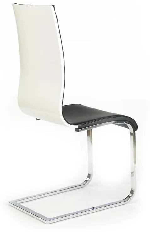 Jedálenská stolička PITER – oceľ, ekokoža, čierna / biela
