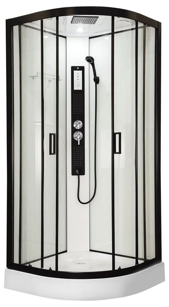 D‘Eluxe - MASÁŽNE BOXY - Sprchový Masážny Box PTS9921 xxcm hydromasážny sprchový box číre 4 čierna 90 216 90x90x216