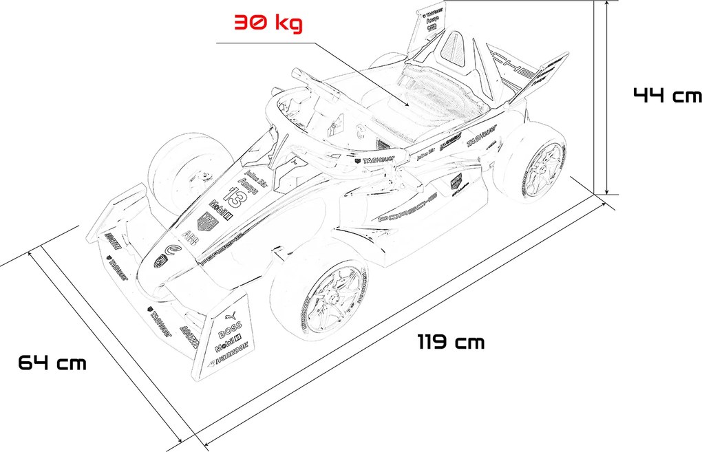 Ramiz Vozidlo Porsche Formula E Červená