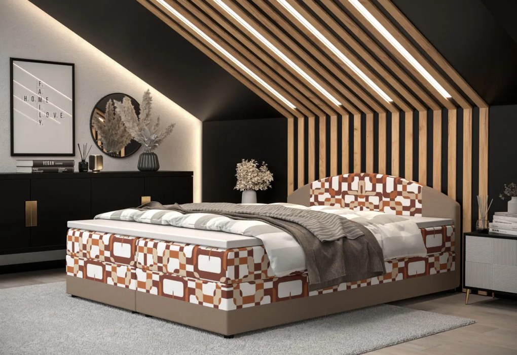 Čalouněná postel boxspring ORAN - damir 3/rainbow 83 / 180x200