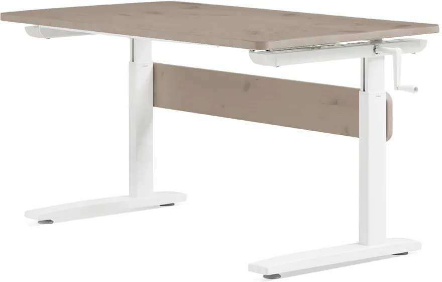 Hnedo-biely písací stôl s nastaviteľnou výškou Flexa