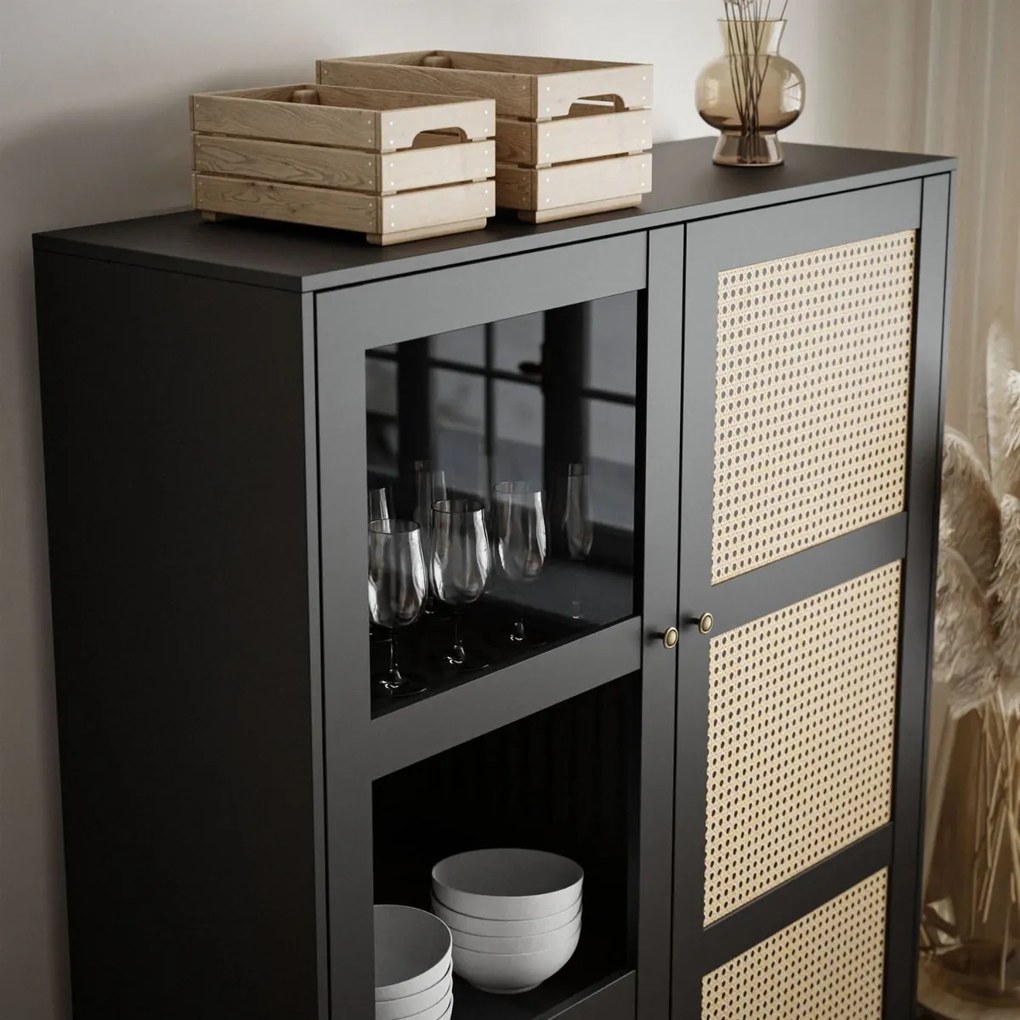 VITRÍNA THEO S VIEDENSKÝM VÝPLETOM ČIERNA 120 cm