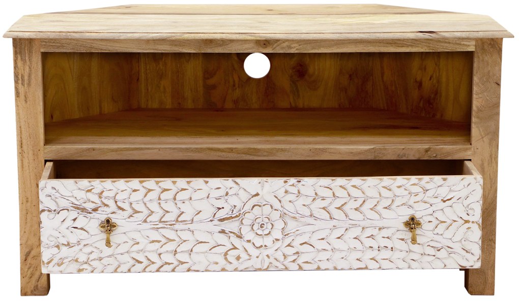 furniture-nabytek.cz - Rohový stolík pod tv z masívneho dreva mango 110x60x50