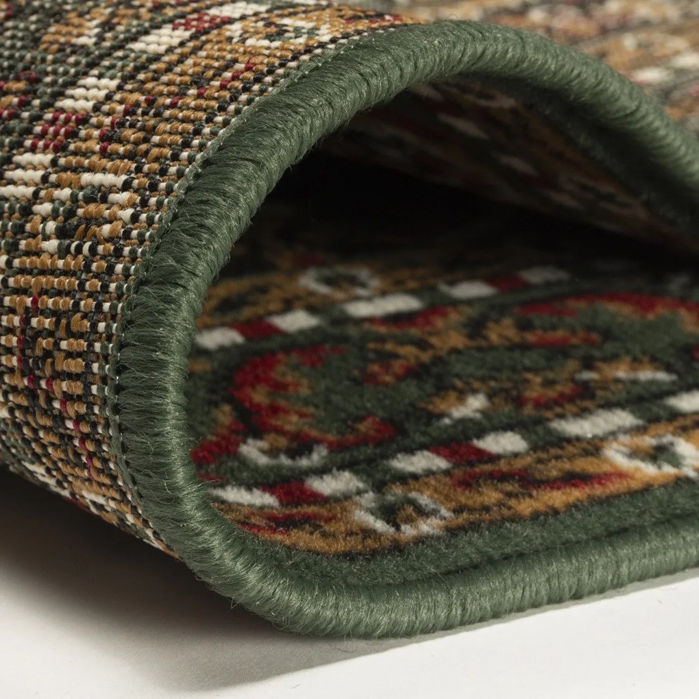 Alfa Carpets, Koberec behúň na mieru TEHERAN T-102 green, šíre 120 cm, zelená, chodba / predsieň