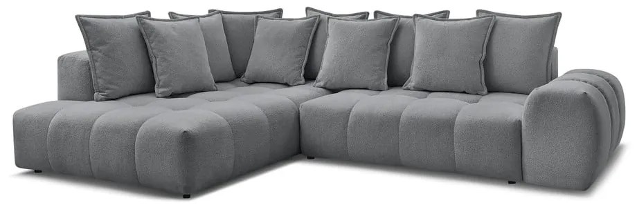 Tmavosivá ženilková rozkladacia/s úložným priestorom rohová pohovka (ľavý roh/do L) Everest – Bobochic Paris