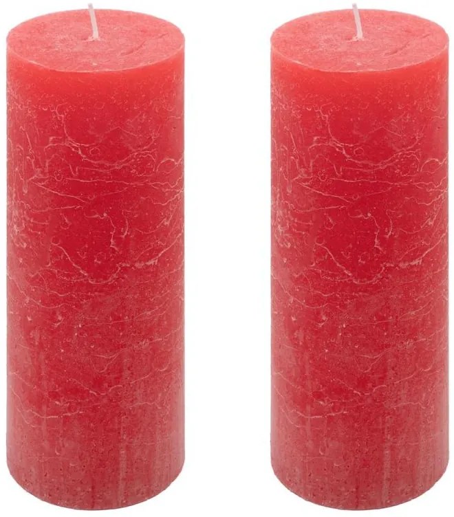 Červená parafínová sviečka rustikálna 20 cm, 90 h, sada 2 ks