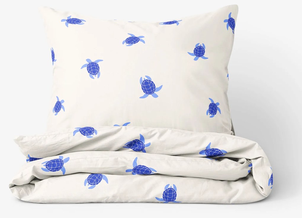 Goldea bavlnené posteľné obliečky - morské korytnačky 140 x 200 a 70 x 90 cm