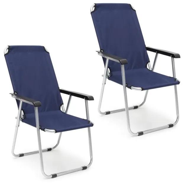 Sada 2 kempingových stoličiek s podrúčkami modra, RD32633