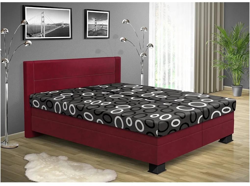 Nabytekmorava Čalúnená posteľ s úložným priestorom ALICE 200 x 180 cm farebné čalúnenie: šedá 36, čalúnenie: Mega 14 bordó