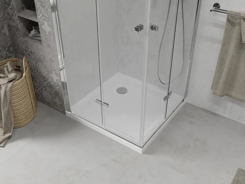 Mexen Lima Duo skladací sprchový kút 90 x 90 cm, transparentný, chróm + sprchová vanička Flat - 856-090-090-01-02-4010