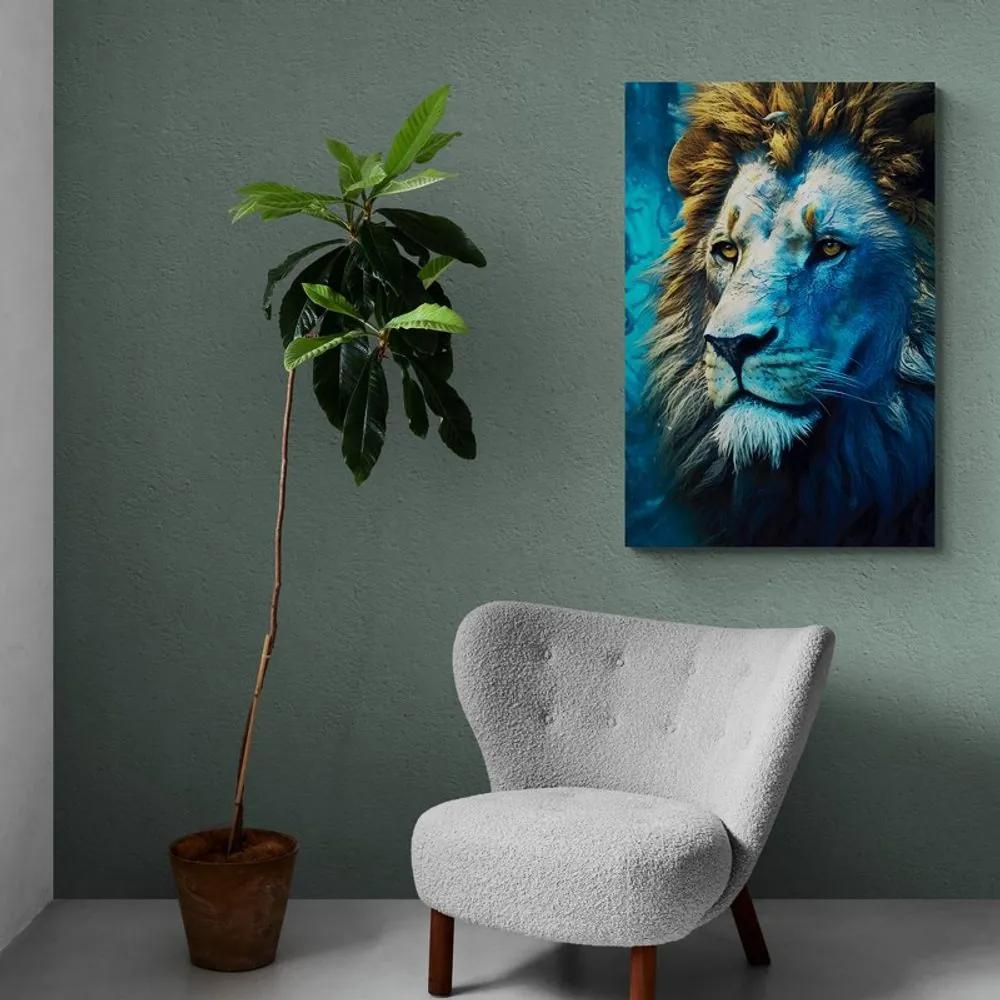 Obraz modro-zlatý lev Varianta: 40x60