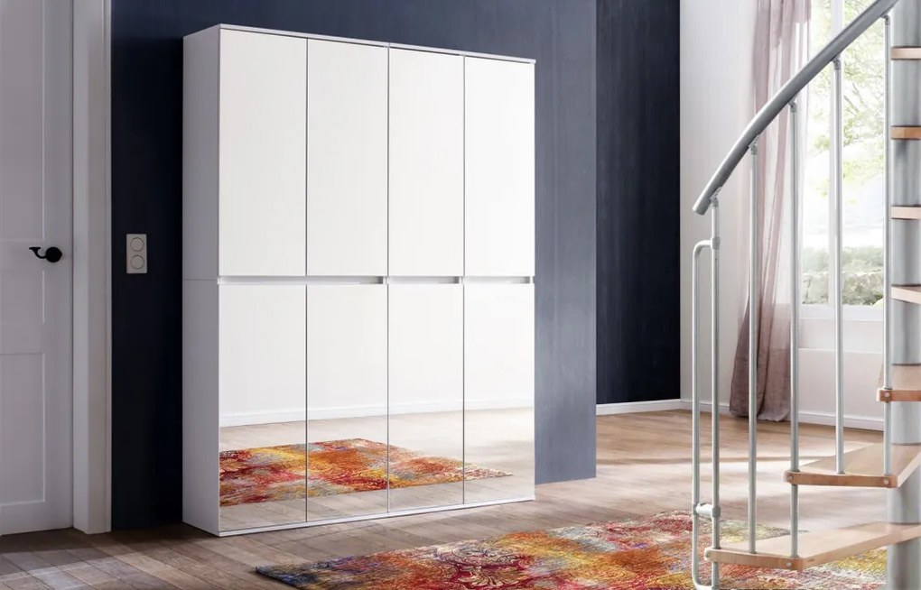 Zrkadlová viacúčelová skriňa s policami Mirror, 37 cm, biela