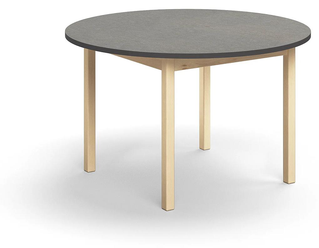 Stôl DECIBEL, Ø1200x720 mm, linoleum - tmavošedá, breza