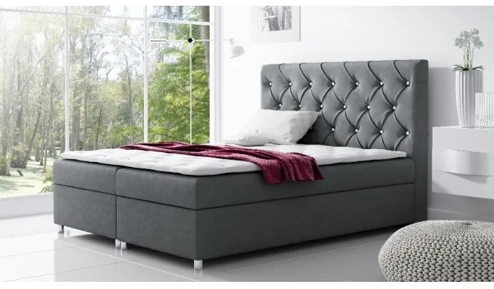 Čalúnená posteľ s úložným priestorom Vivien antracit 120 + topper zdarma