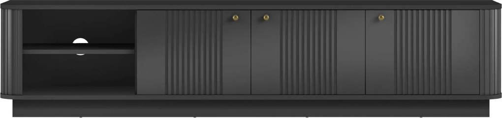 TV skrinka Vespera 3D 187 cm na sokli - čierna / zlatá