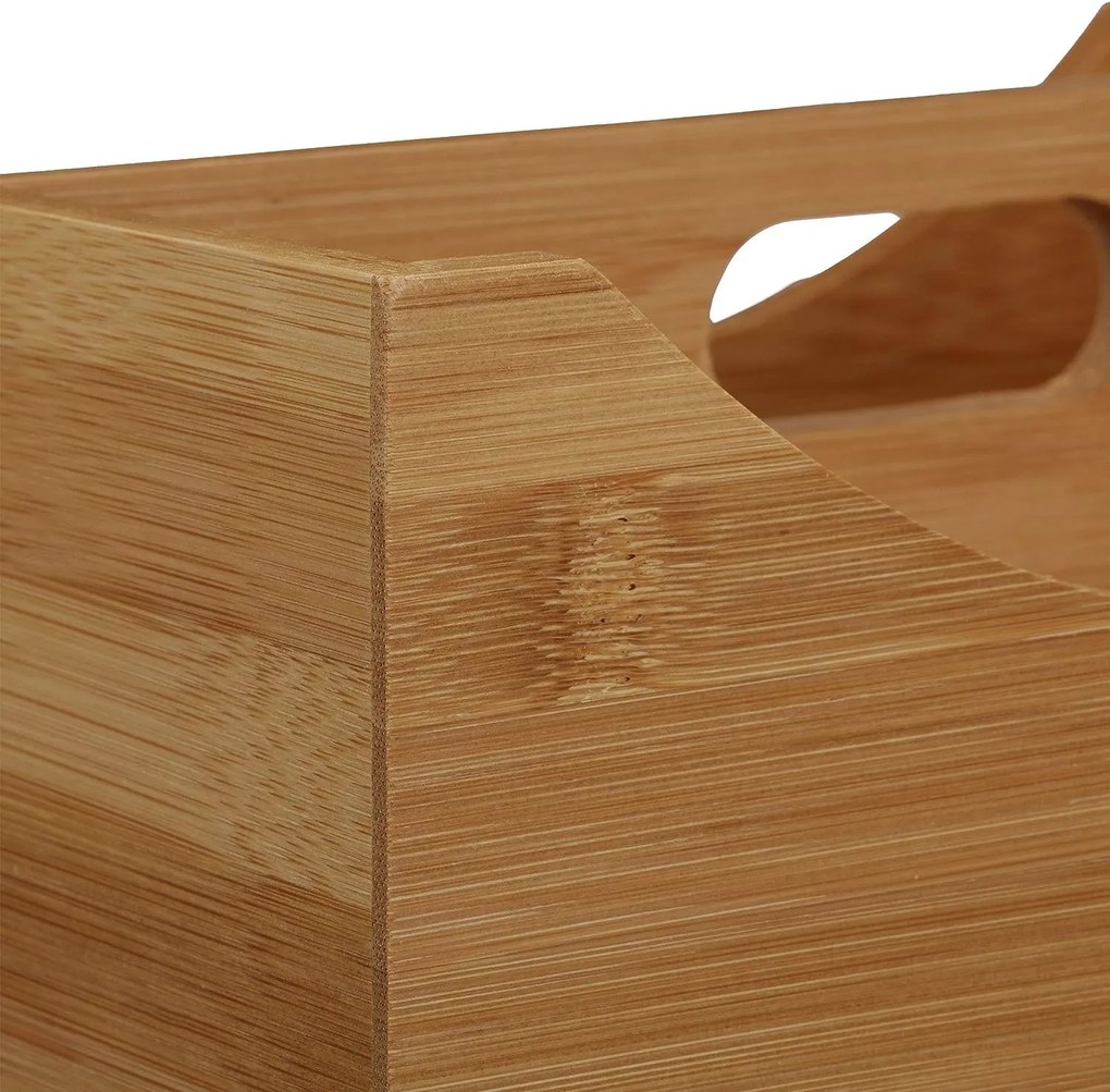 Bambusový úložný box s rúčkou, triediaci, 4 priehradky MARGAS, 25x18x12