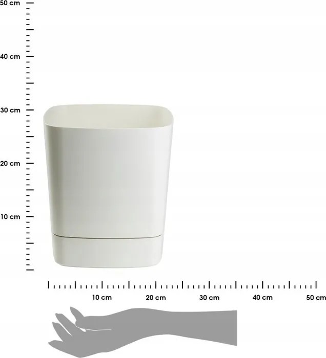 Plastový květináč s podmiskou Cubi 30x30 cm krémový