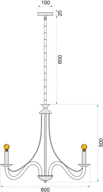Toolight - Závesné svietidlo 5xE14 60W APP210-3CPR, čierna, OSW-08146