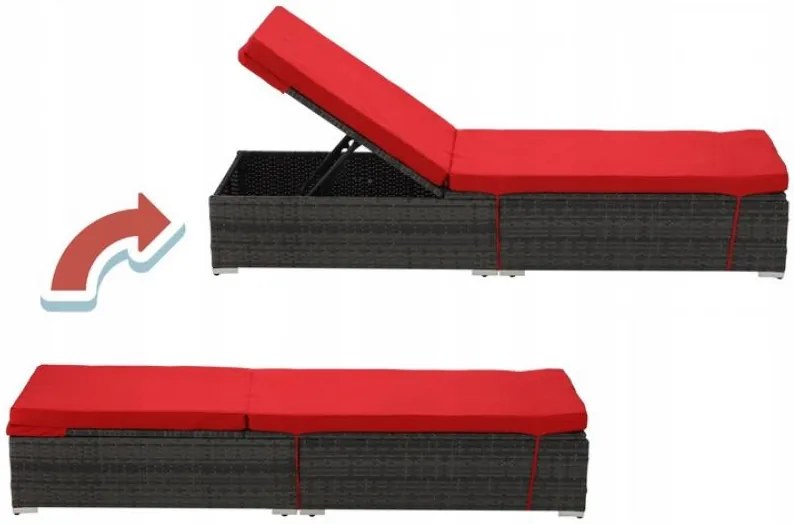 Záhradné lehátko Garden Line ABI3555 - červené