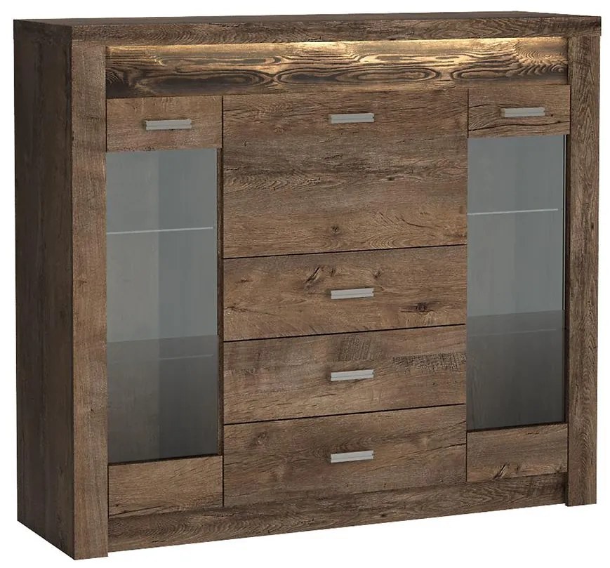 Komoda sklo Indianapolis I8 tmavý jaseň