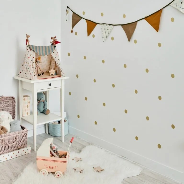 Samolepka do detskej izby sada bodky zlaté 3cm