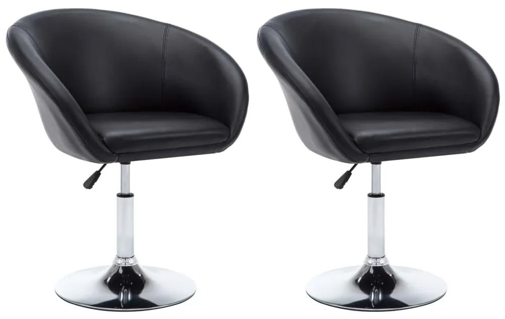 Otočné jedálenské stoličky 2 ks, čierne, umelá koža 246913