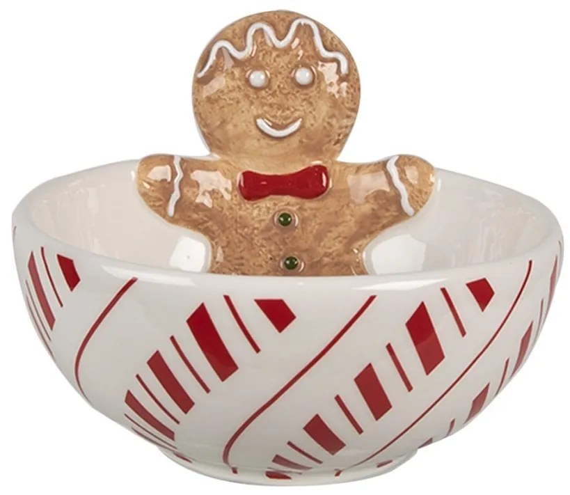 Biela keramická miska Perníček Gingerbread - Ø 12*6 cm / 250 ml