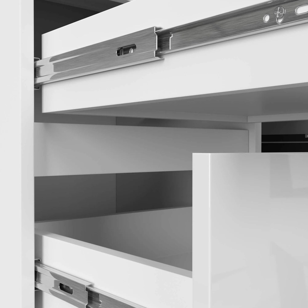 Rohový písací stôl B20 155 bílý lesk levý