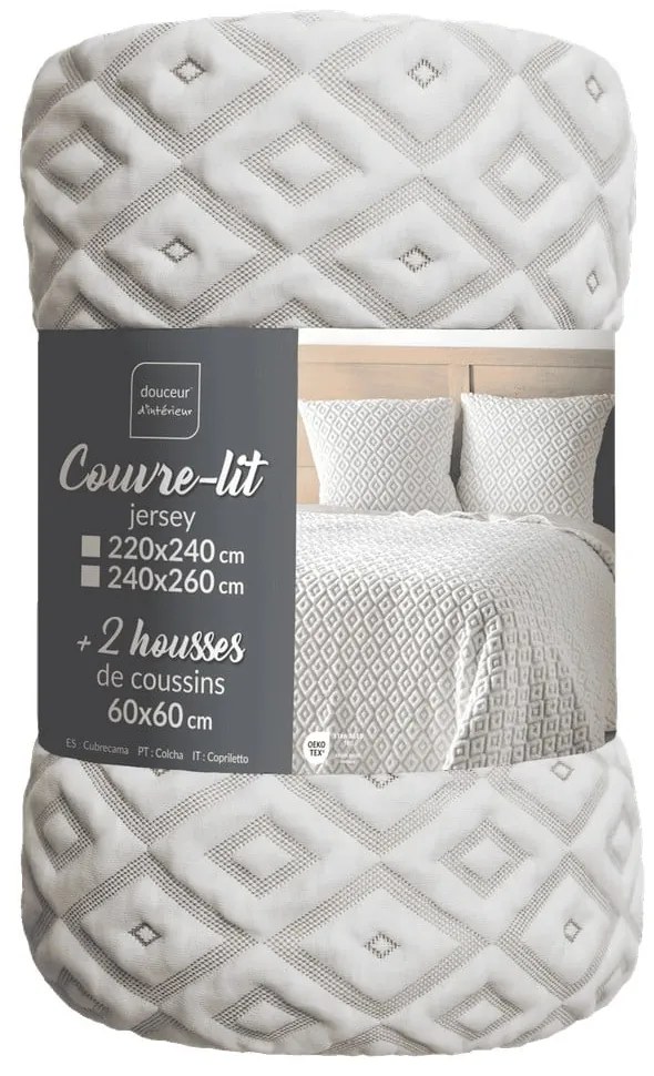 Biela/béžová súprava prikrývky a obliečky na vankúš jersey 240x260 cm Joana – douceur d'intérieur