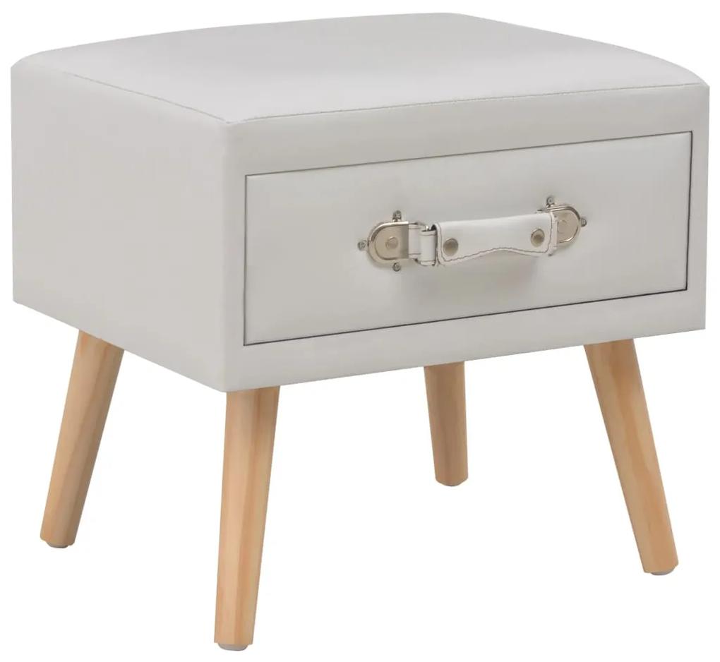 vidaXL Nočný stolík z umelej kože biely 40x35x40 cm