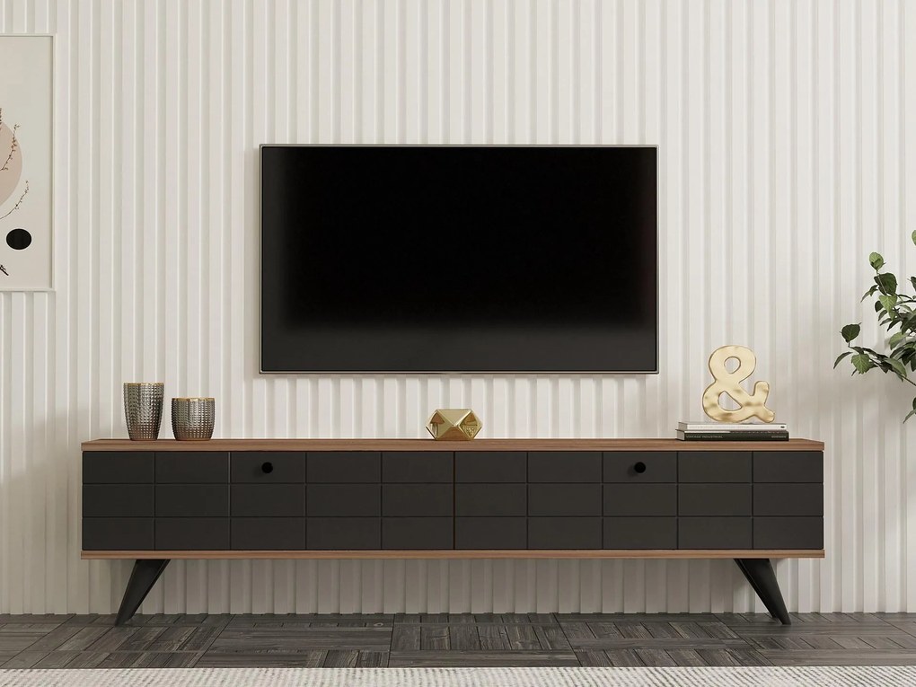 TV stolík/skrinka Butepe (antracit + borovica atlantická) . Akcia -30%. Vlastná spoľahlivá doprava až k Vám domov. 1095157