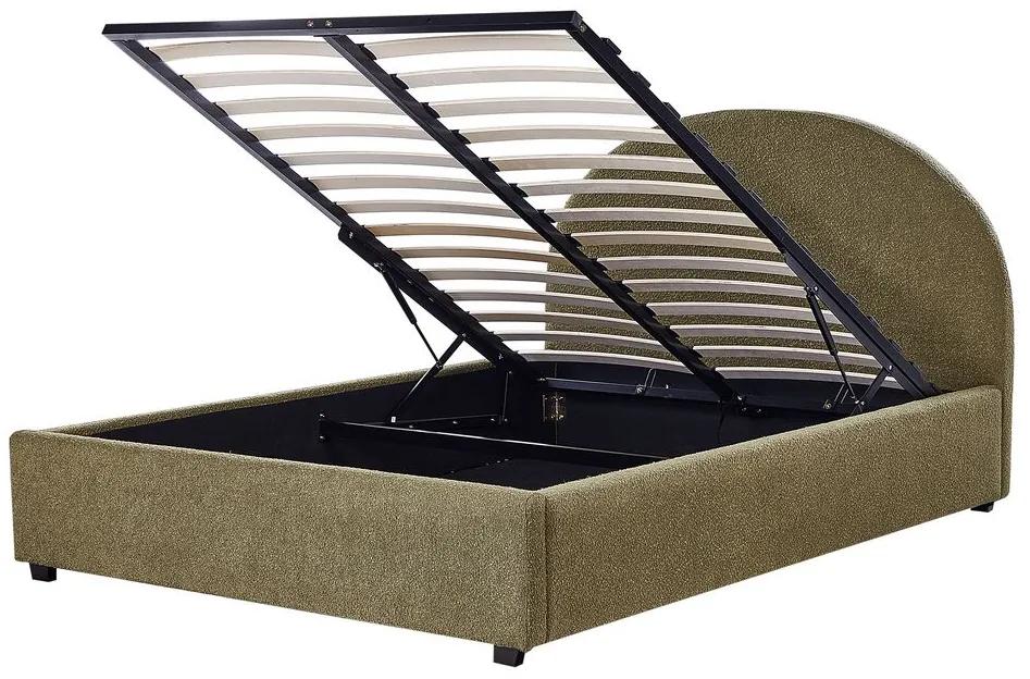 Buklé posteľ s úložným priestorom 140 x 200 cm olivovozelená VAUCLUSE Beliani