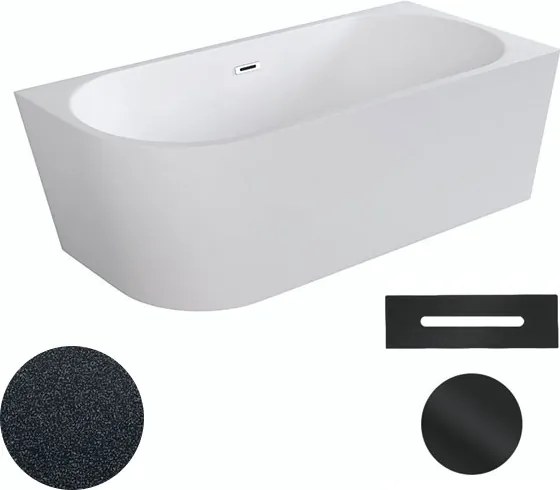 Besco Akrylátová voľne stojaca rohová vaňa Zoya Glam G 150x75 (170x80) biela/grafit BESCO-Typ výpuste: Click-Clack s prepadom, grafit, BESCO-Rozmery:…
