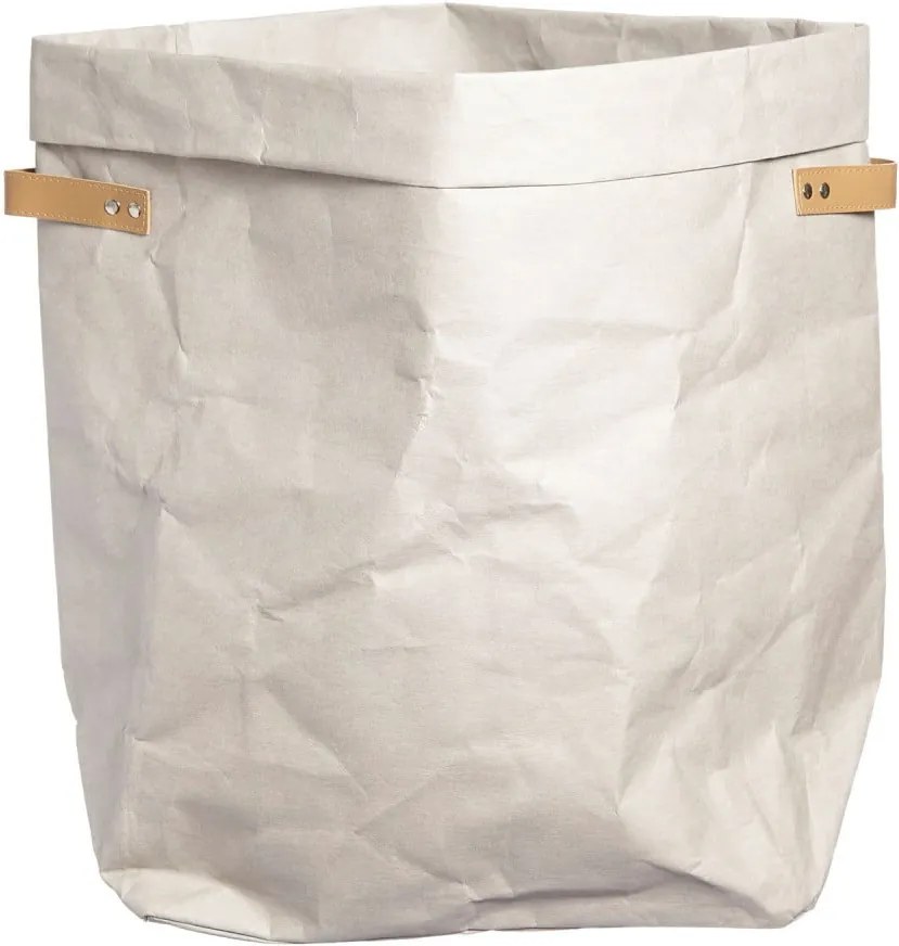 Biely úložný kôš na prádlo z umývateľného papiera Furniteam Storage, ⌀ 42 cm