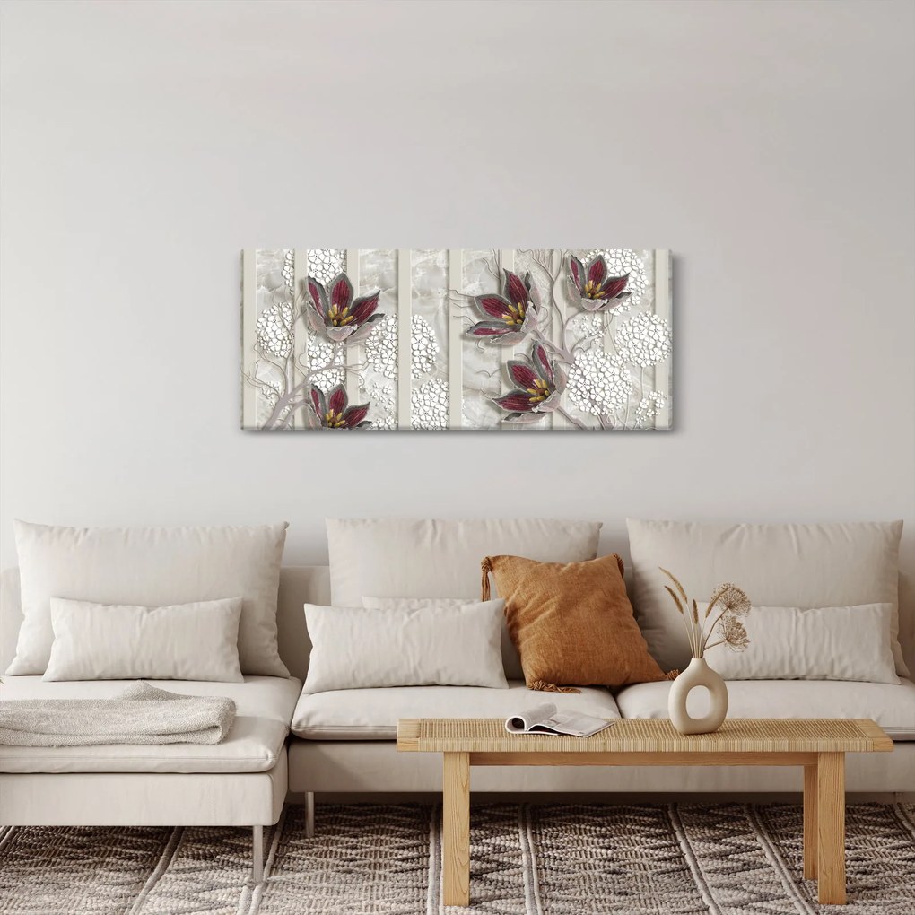 Obraz - Dekoratívne kvety (120x50 cm)