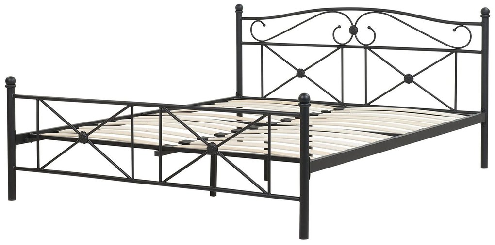 Čierna kovová posteľ s rámom 160 x 200 cm  RODEZ Beliani