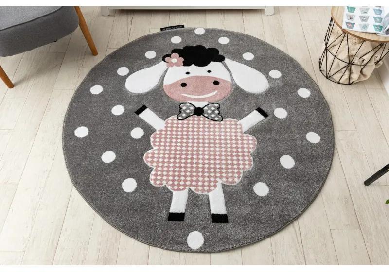 Dywany Łuszczów Detský kusový koberec Petit Dolly sheep grey kruh - 160x160 (priemer) kruh cm