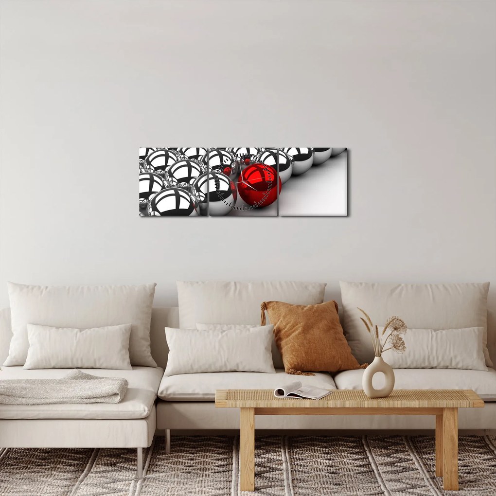 Obraz lesklých gulí (s hodinami) (90x30 cm)