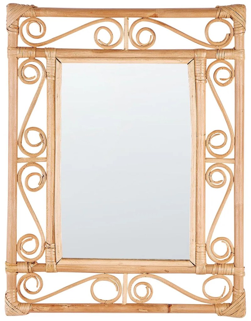 Ratanové nástenné zrkadlo 41 x 52 cm svetlé AMANU Beliani