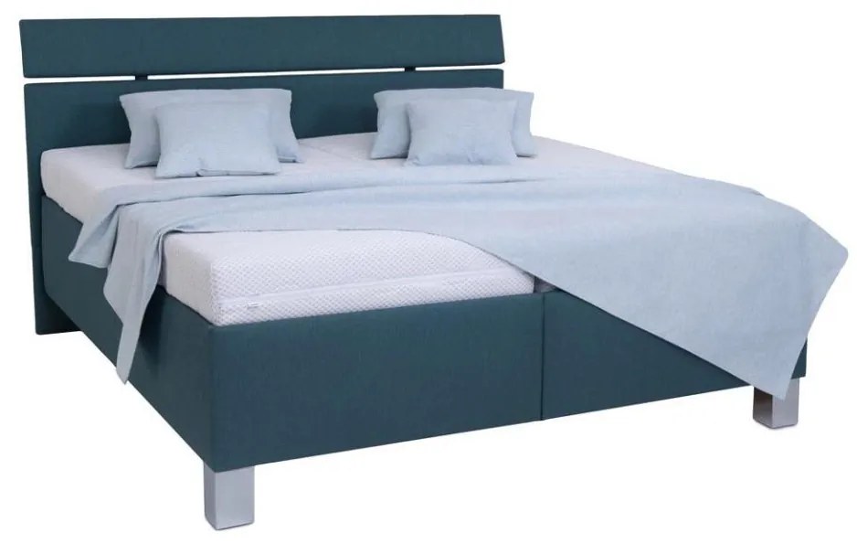 Čalúnená posteľ s matracom a úložným priestorom ALIS 180x200 cm petrolejová