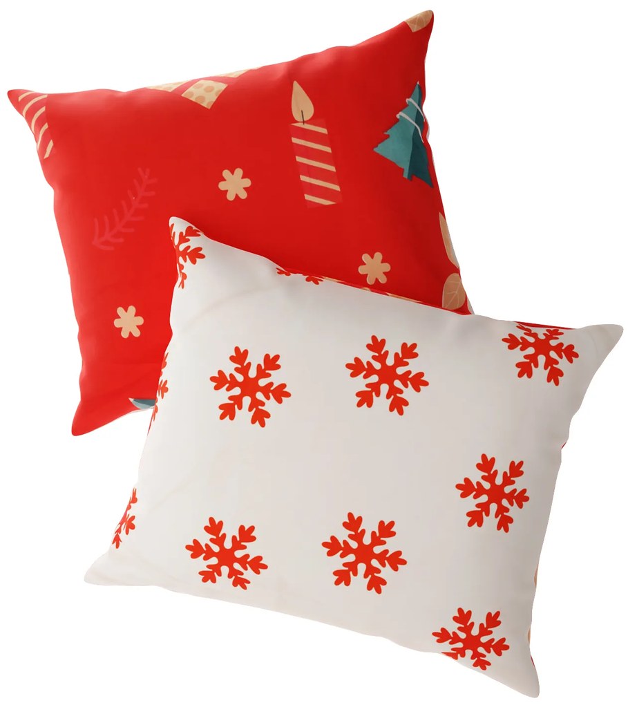 Sada 2 obliečok na vankúš VIANOČNÁ SVIEČKA A STROMČEK 40x50 cm